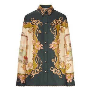 Zimmermann Women Printed Satin Shirt With A Scarf Motif